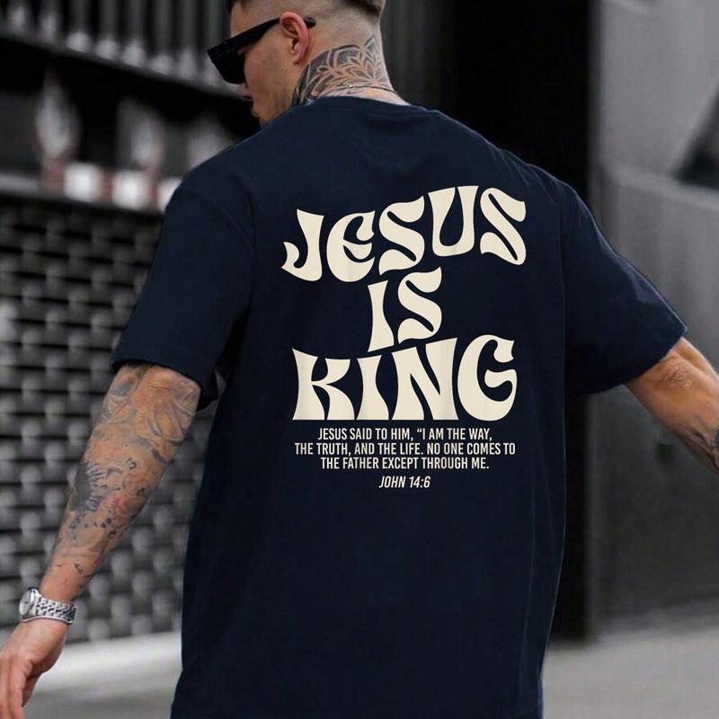 Jesus Is King Bible Verse John Christian God Religious Shirt Cotton Casual Street Style Crew Neck Short Sleeve T-Shirt...