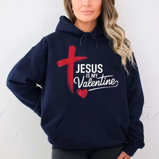 Jesus Is My Valentine Hoodie Casual Street Style Fleece Fabric Pullover Sweatshirt Tops for Women for Men, Perfect Gift...