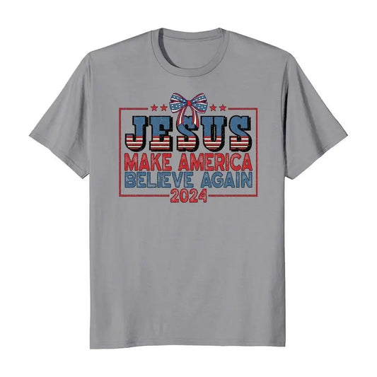 Jesus Make America Believe Again 2024 Election T-Shirt Hoodie, Sweatshirt | InkThreadWorks.com