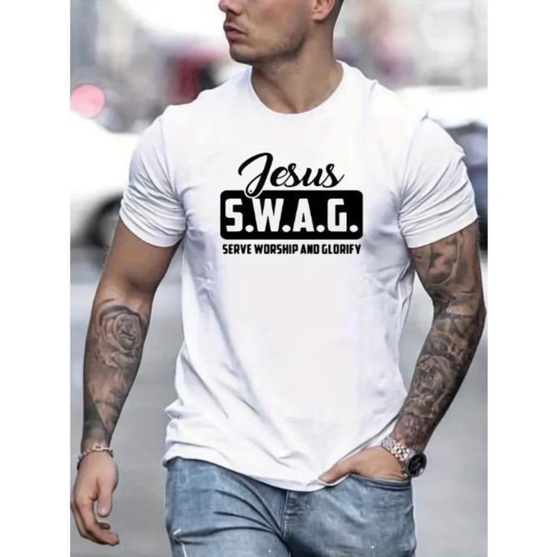 Jesus Swag Graphic T-Shirt for Men - Short Sleeve, Crew Neck, Casual, Summer, Spring, Fall Fashion - Unique Gift Idea for Him Made in USA