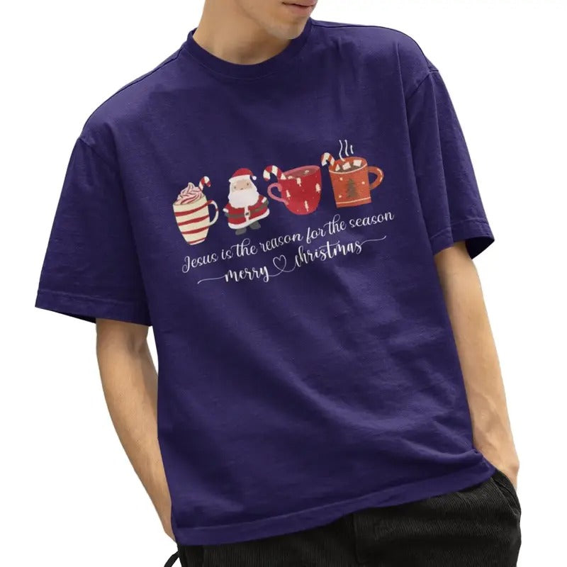 Jesus The Reason For The Season Christmas T-Shirt, Faithful Christian Holiday Tee, Inspirational Merry Xmas Nativity T...