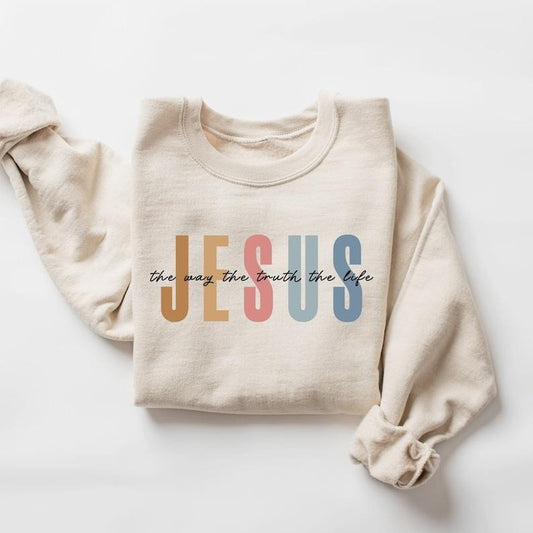 Jesus The Way The Truth The Life Sweatshirt, Womens Religious Sweatshirt, Faith Sweatshirt, Christian Sweatshirt, Bible...