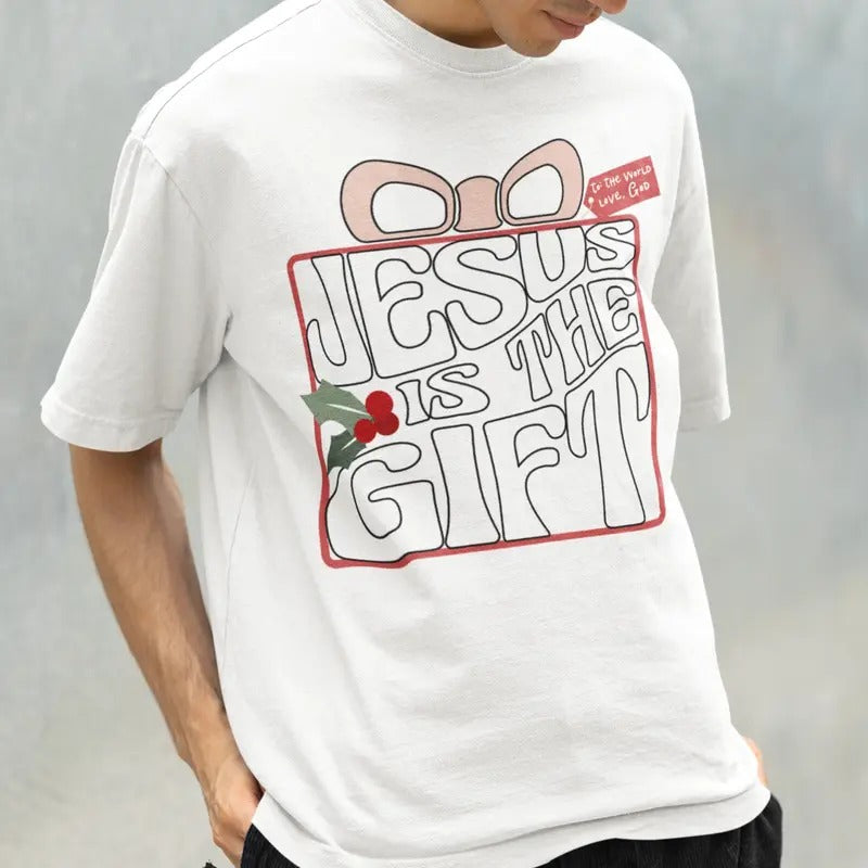 Jesus is the Gift, Christmas T Shirt, Christian Shirt for Christmas, Unisex T Shirt Hoodie, Sweatshirt | InkThreadWorks.com