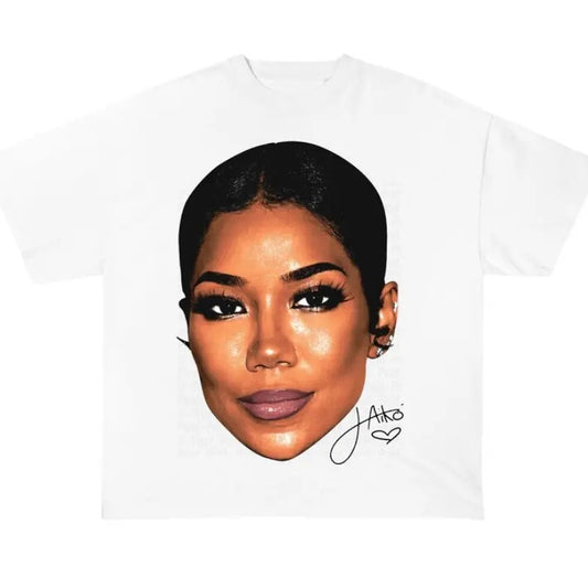 Jhenee Big Facee White Tee, Jhene T-Shirt Hoodie, Sweatshirt | InkThreadWorks.com