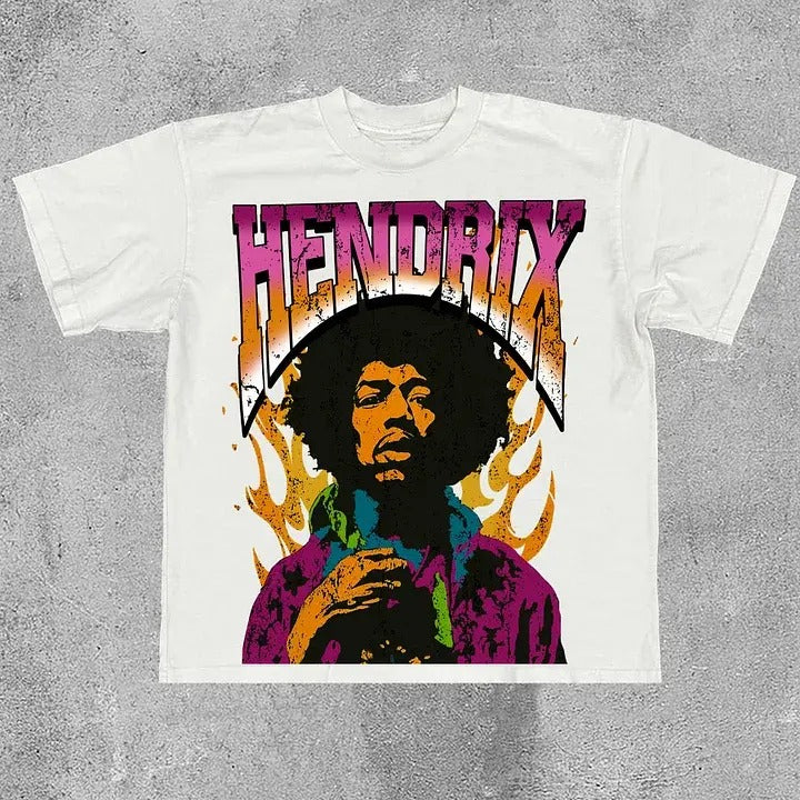Jimi Hendrix Print Cotton T-Shirt Hoodie, Sweatshirt | InkThreadWorks.com