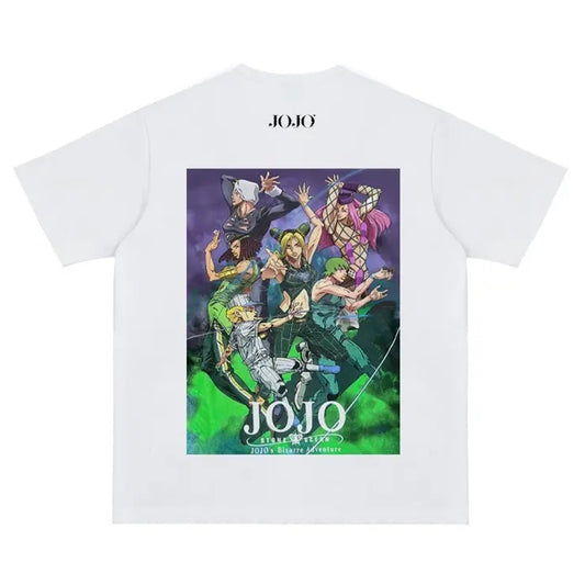 JoJo's Bizarre Adventure "Stone Ocean" Heavyweight Vintage Tee 100% Cotton OVERSIZED Anime T-shirt Menswear Top Crew Necks Tshirt Casual Streetwear White Crewneck Tropical Shortsleeve Baggy Loose