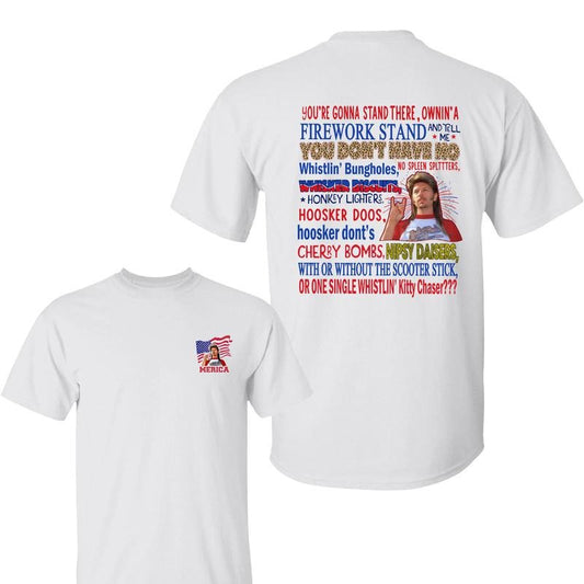 Joe Dirt Flag 4th of July Graphic Shirt, Trendy Cotton Apparel, Funny 2-Sided Merica Tee, Full-Color Casual Menswear Top, For Men, For Women