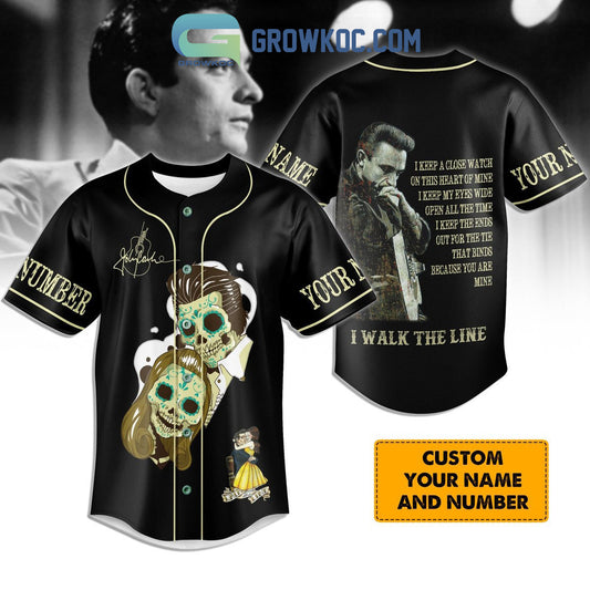 Johnny Cash I Walk The Line Personalized Baseball Jersey