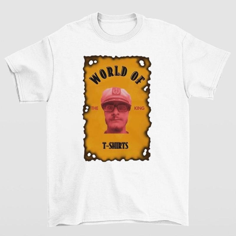 Joshua Block World of Whiskey T-Shirt Featuring Bold The King Design and Playful Nostalgic Appeal