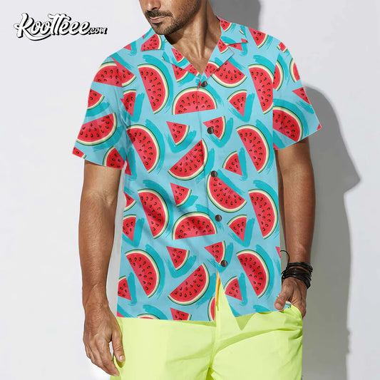 Juicy Watermelon Seamless Pattern Hawaiian Shirt
