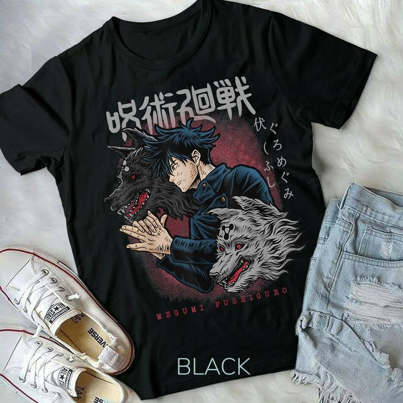 Jujutsu Kaisen Megumi Fushiguro Kon Divine Dogs,Gift Otaku new Shirt Hoodie, Sweatshirt | InkThreadWorks.com