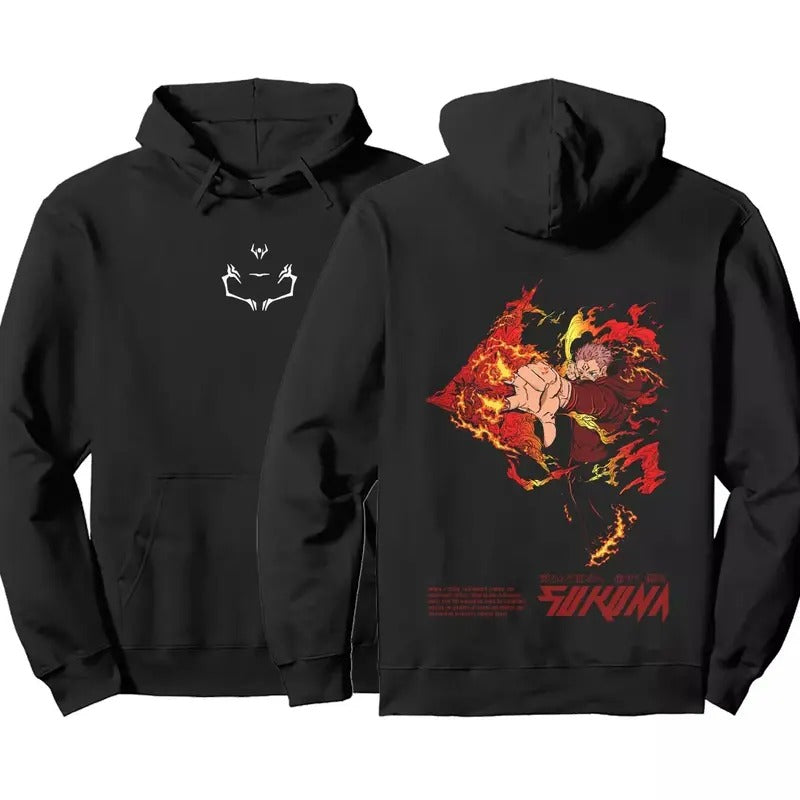 Jujutsu Kaisen Ryomen Sukuna Manga Anime Inspired Minimalist Hoodie double-sided T-Shirts, Sweatshirt | InkThreadWorks.com