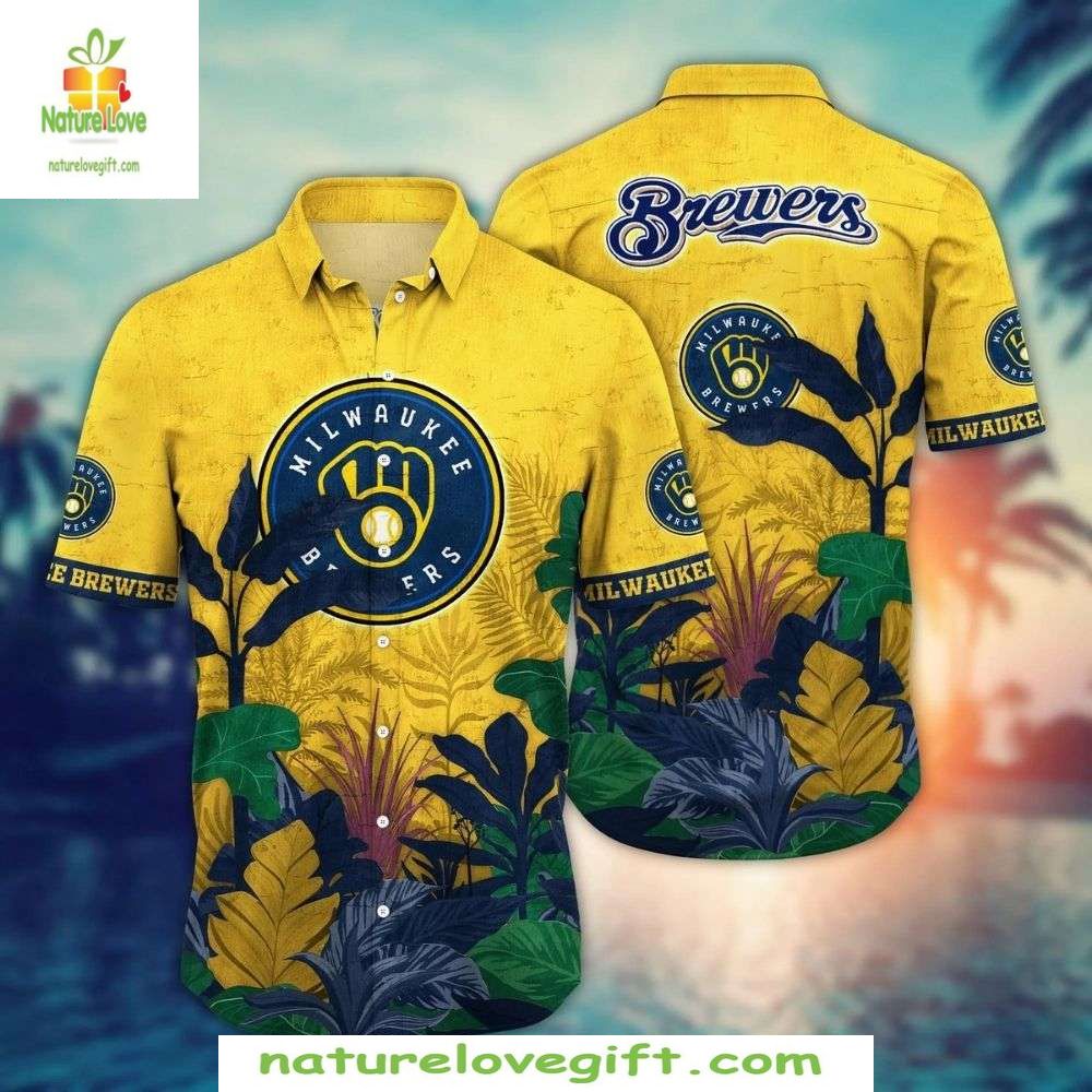 Milwaukee Brewers Hawaiian Shirt Jungle Fever MLB Baseball Apparel