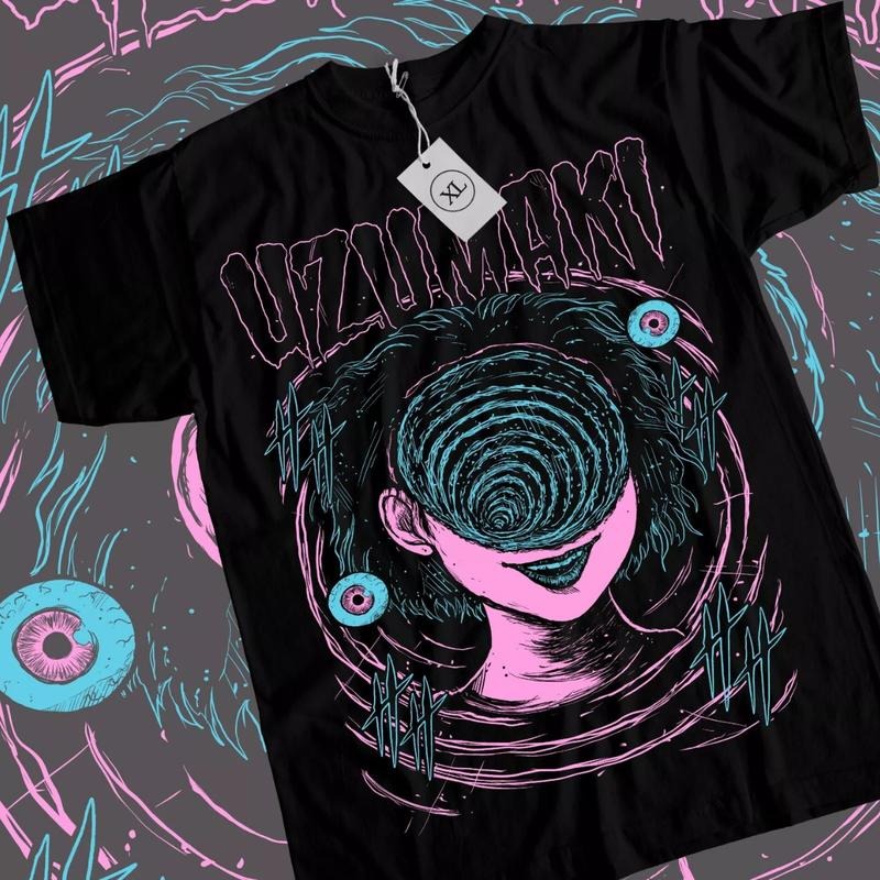 Junji Ito Uzumaki Manga T-Shirt & Sweatshirt, Horror Japan Guro Girl Graphic Tee, Anime Manga Lover Gifts Ball Comfort Dragon Top