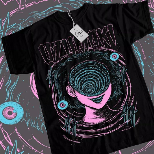 Junji Ito Uzumaki Manga T-Shirt & Sweatshirt, Horror Japan Guro Girl Graphic Tee, Anime Manga Lover Gifts Ball Comfort Dragon Top
