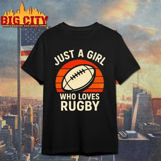 Just A Girl Who Loves Rugby Vintage Sunset t-shirt