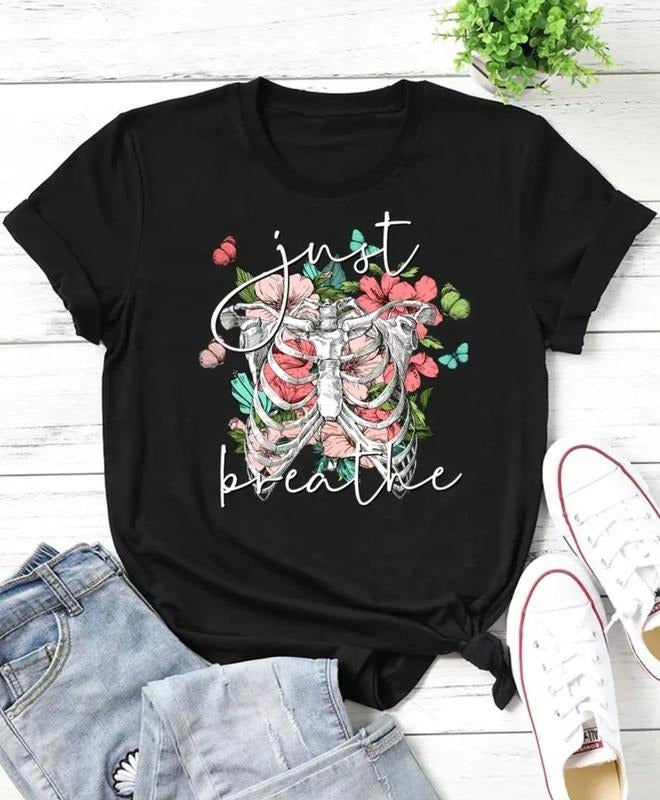 Just Breathe Skeleton Shirt Best Price Hoodie, Sweatshirt | InkThreadWorks.com
