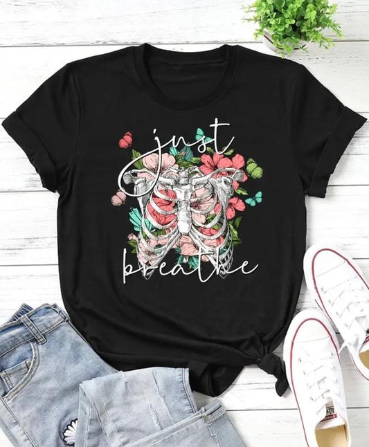 Just Breathe Skeleton Shirt Best Price Hoodie, Sweatshirt | InkThreadWorks.com