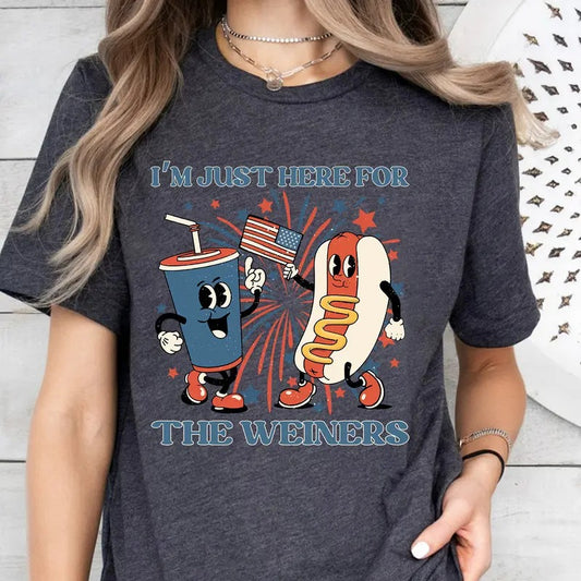 Just Here For The Wieners Shirt, 4th of July Funny Hot Dog, Independence Day Tee, Retro America Patriotic Weenies, Funny Retro 4th of July t-shirt, Funny Hot Dog Shirt, Hot Dog Lover Shirt