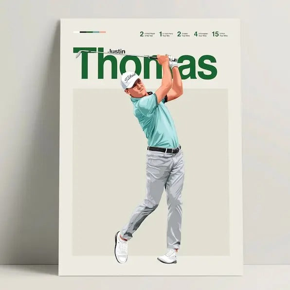 Justin Thomas Poster, Golf Poster, Modern Golf Print, Minimalist Golf Wall Art for Office, Golf Bedroom Decor, Golf Gift Ideas golf gifts for him