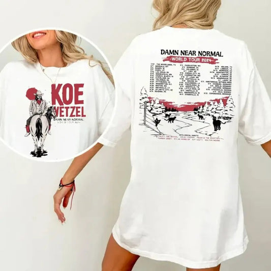 K0e Wettzel Damn Near Normal World Tour 2024 Shirt, K0e Wettzel Fan Gift, K0e Wettzel 2024 Concert, K0e Wetzel Merch Shirt, K0e Shirt, Unisex Short Sleeve Tee Shirt, Casual Clothing
