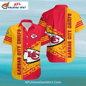 KC Chiefs Hawaiian Shirt Red And Yellow Bold Paint Streak Design