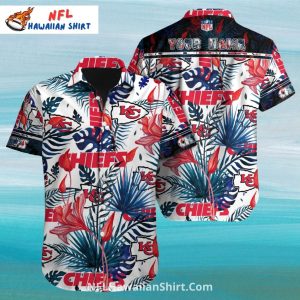 KC Chiefs Hawaiian Shirt Tropical Floral Leaf Design