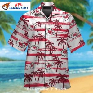 KC Chiefs Hawaiian Shirt White Background Red Palm Trees