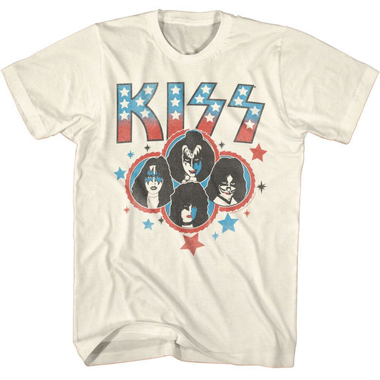 KISS - Americana Stars - American Classics - Solid Off-White Adult Short Sleeve T-Shirt
