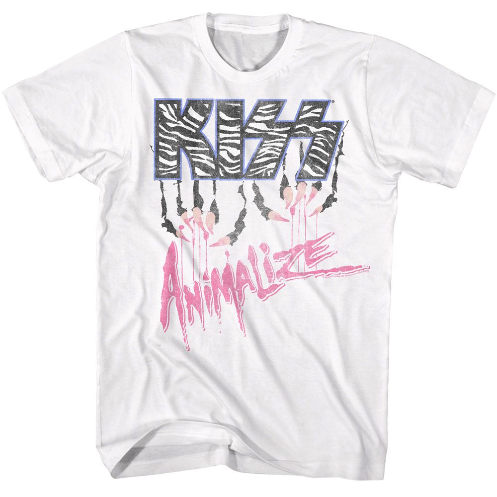KISS - Animalize - American Classics - Solid White Adult Short Sleeve T-Shirt