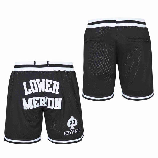 KOBE BRYANT 33# LOWER MERION FRONT LOGO BLACK BASKETBALL SHORTS