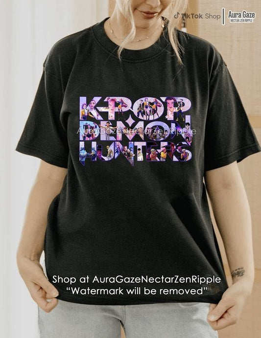 KPop Demon Hunters Comfort Colors Unisex Tshirt For Fan, KPop Demon Hunters Shirt, Celebrity Crush Movie Merch, Huntrix, Saja Boys Tee