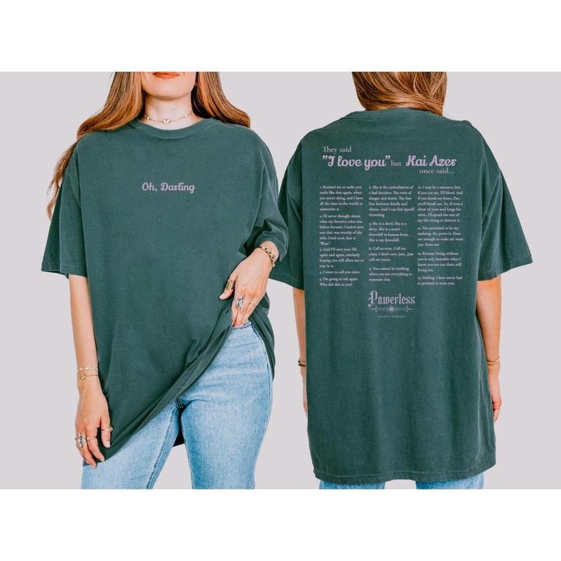 Kai Azer Quotes Tee Shirt, Powerless Comfort Colors T-Shirt, Official Lauren Roberts Merch, Gift for Book Lover, Reading...