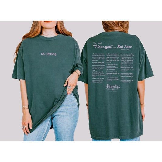 Kai Azer Quotes Tee Shirt, Powerless Comfort Colors T-Shirt, Official Lauren Roberts Merch, Gift for Book Lover, Reading...