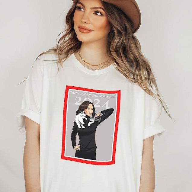 Kamala Harris Cat Ladies Shirt - Election 2024 Vote Blue, Feminist Activist Madam President Tee, For the People T-Shirt...