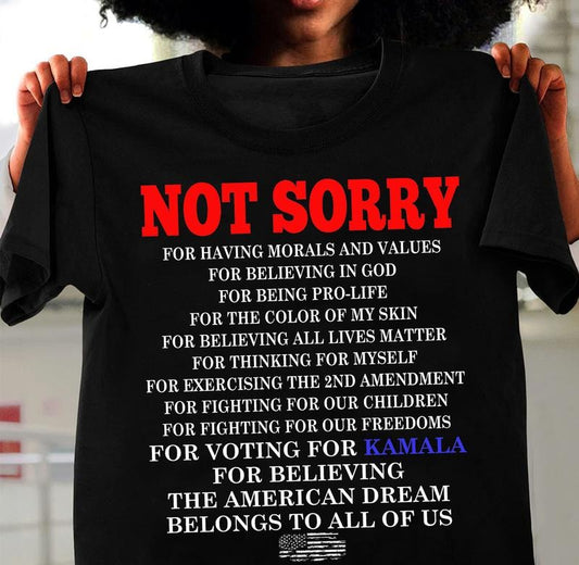 Kamala Harris Dream Shirt, Not Sorry for Voting for Kamala Tee, Unisex Cotton Round Neck Tee, Women, Womenswear, Comfort...
