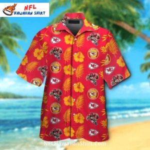 Kansas City Chiefs Aloha Shirt Red Hibiscus and Helmet