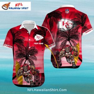 Kansas City Chiefs Aloha Shirt Red Sunset With Palms