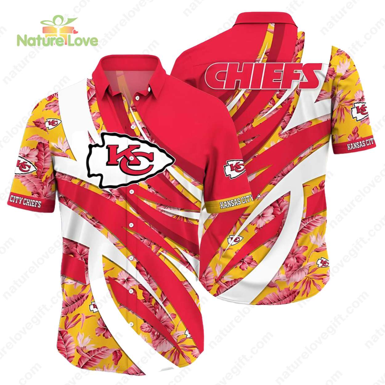 Kansas City Chiefs Floral Red White Yellow Hawaiian Shirt