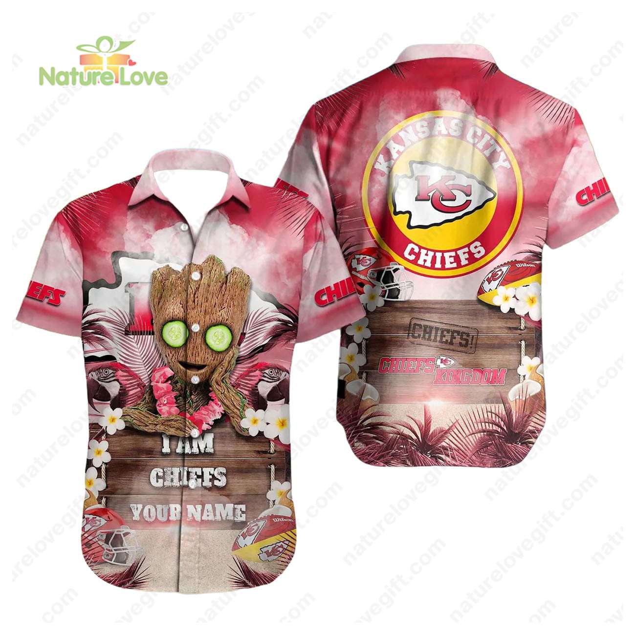Kansas City Chiefs Groot Chiefs Kingdom Custom Name Hawaiian Shirt