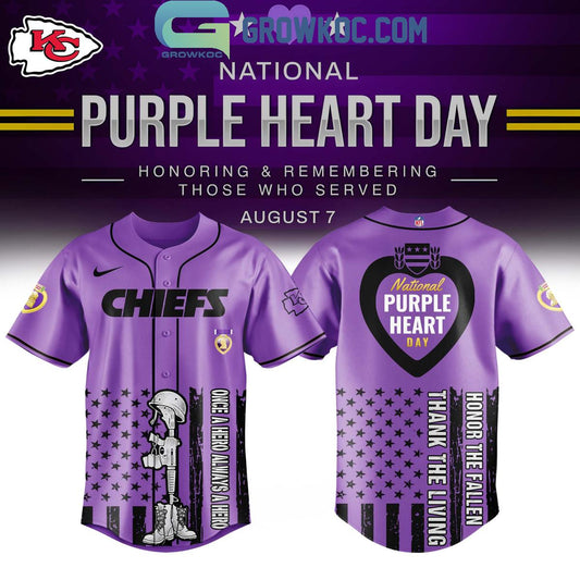 Kansas City Chiefs Purple Heart Day 2025 Baseball Jersey