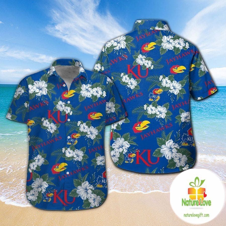 Kansas Jayhawks Hawaiian Shirt Short Sleeve Aloha Button Up VER012