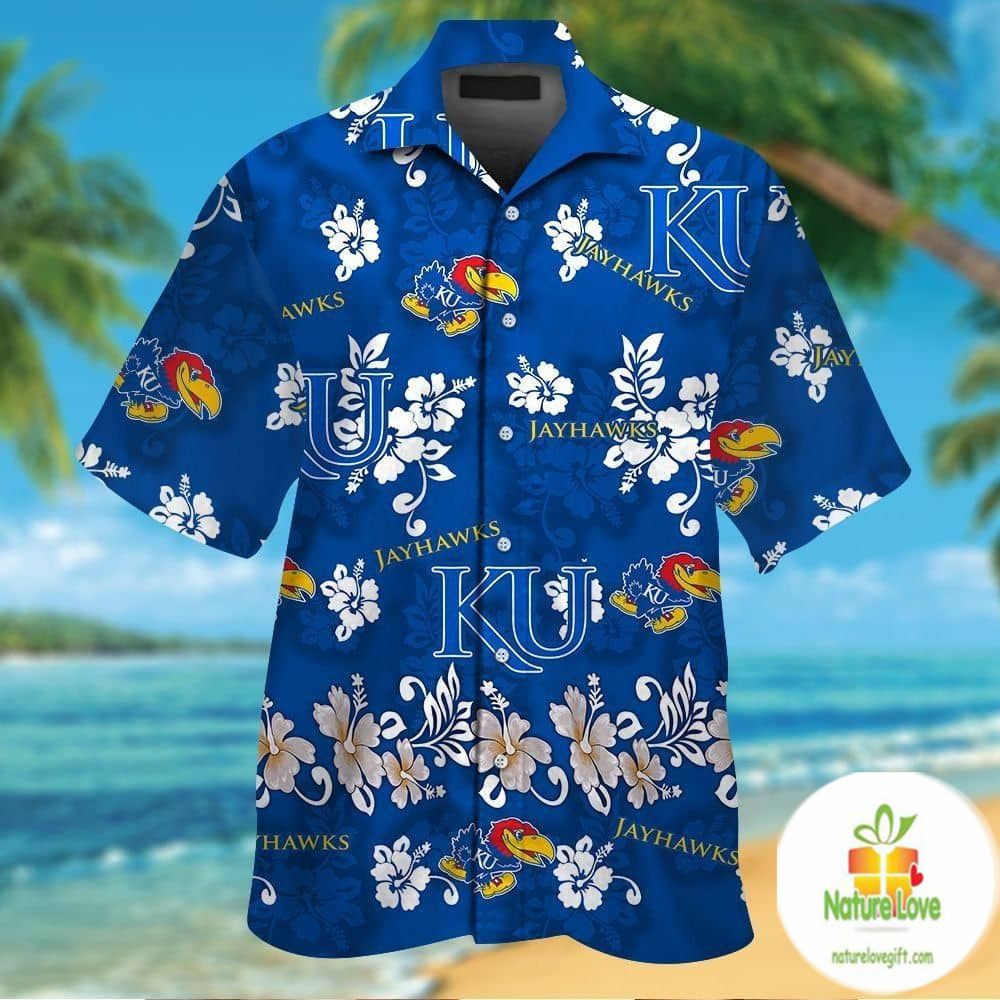 Kansas Jayhawks Hawaiian Shirt Short Sleeve Aloha Button Up