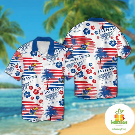 Kansas Jayhawks Hawaiian Shirt Aloha Short Sleeve Button Up VER028