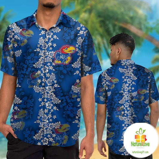 Kansas Jayhawks Hawaiian Shirt Short Sleeve Aloha Button Up VER08