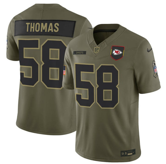 Kansas City Chiefs 58 Derrick Thomas Olive 2025 F.U.S.E. Salute to Service