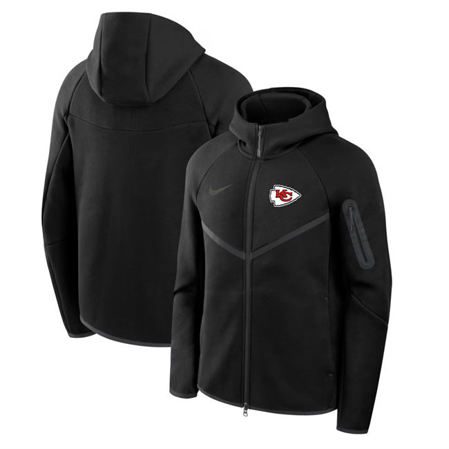 Kansas City Chiefs Black Tech Fleece Full-Zip Windrunner Hoodie
