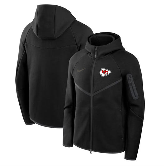 Kansas City Chiefs Black Tech Fleece Full-Zip Windrunner Hoodie