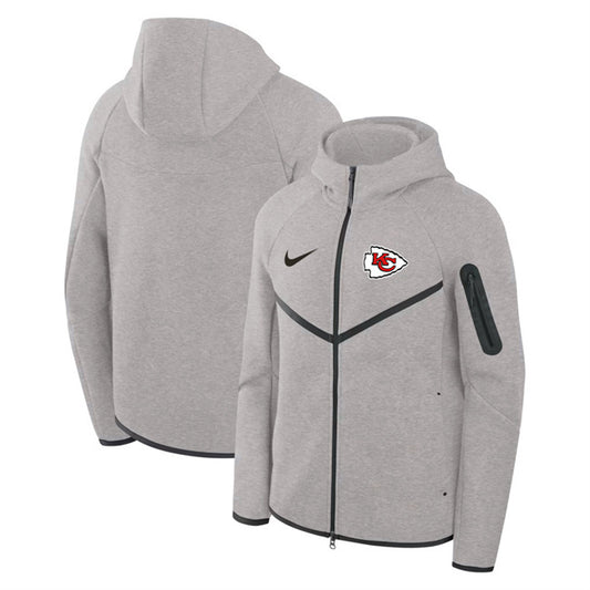 Kansas City Chiefs Gray Tech Fleece Full-Zip Windrunner Hoodie