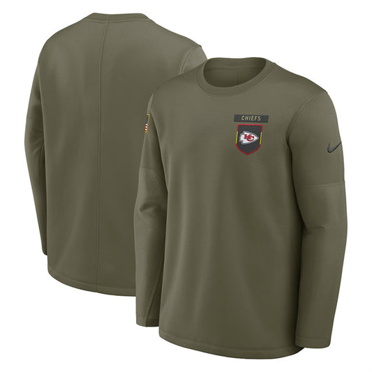 Kansas City Chiefs Olive 2025 Salute to Service Sideline Coaches Therma-FIT Long